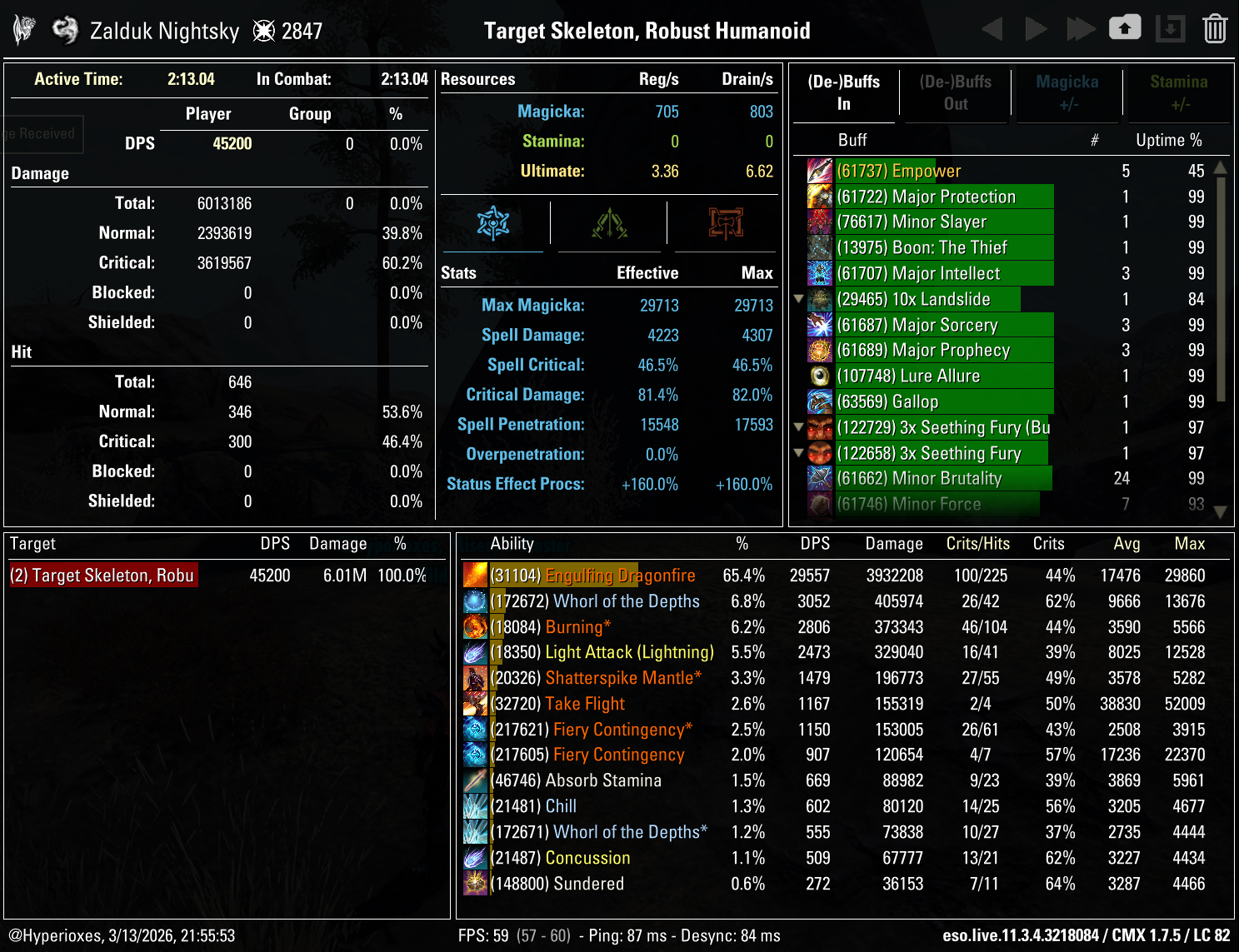 One Bar Breath Dragonknight Solo CMX parse - Tanky setup