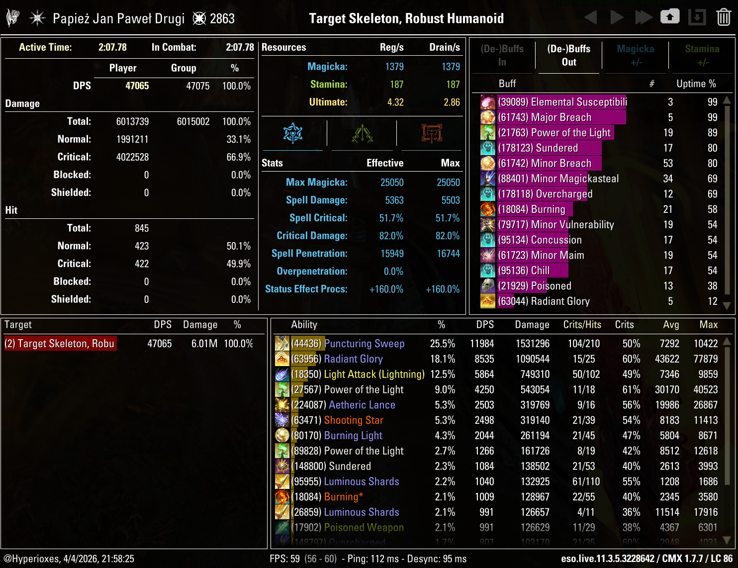 One Bar Magicka Templar Solo CMX Parse - Oakensoul Setup - ESO