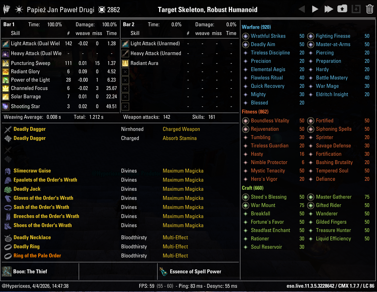 One Bar Magicka Templar Solo CMX Setup - Overland Setup - ESO