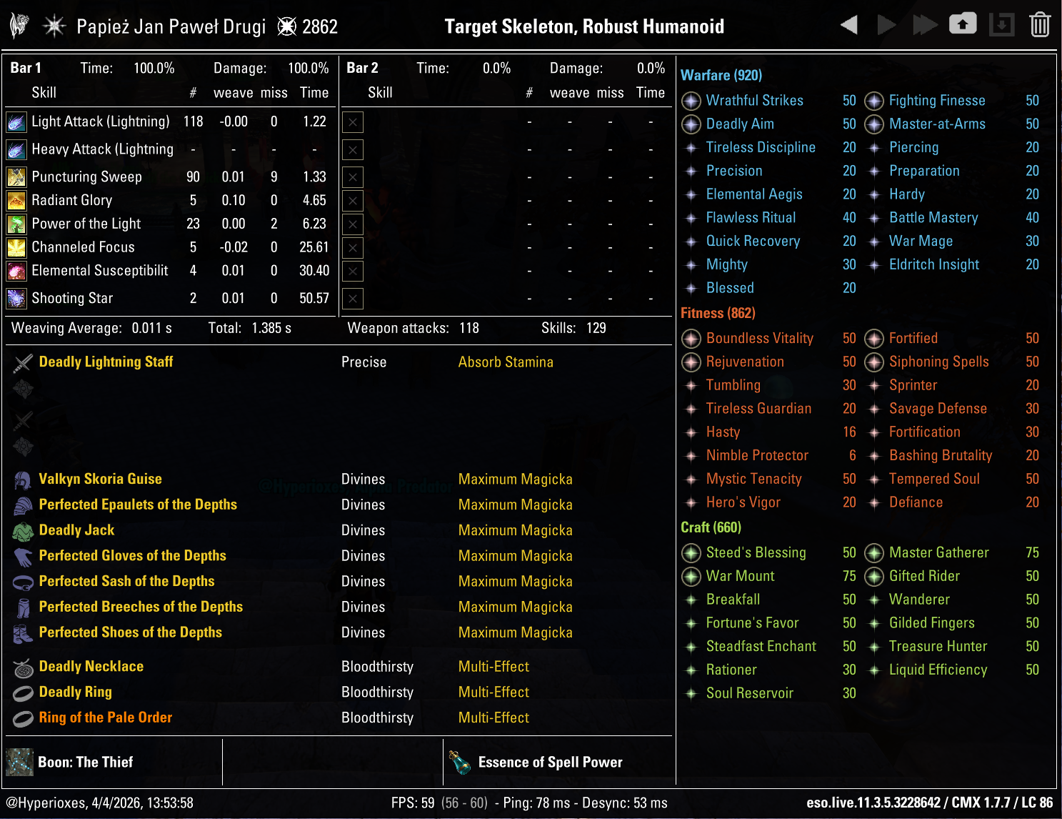 One Bar Magicka Templar Solo CMX Setup - Regular Setup - ESO