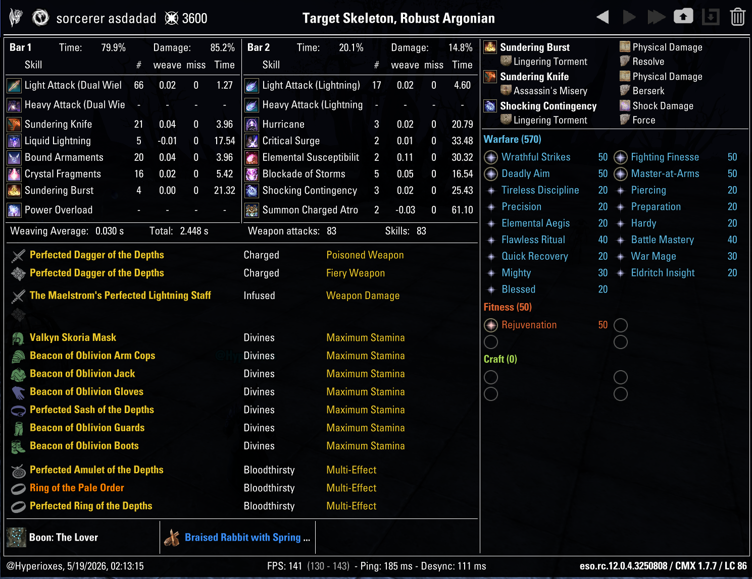Stamina Sorcerer Solo CMX Setup - Regular Setup - ESO