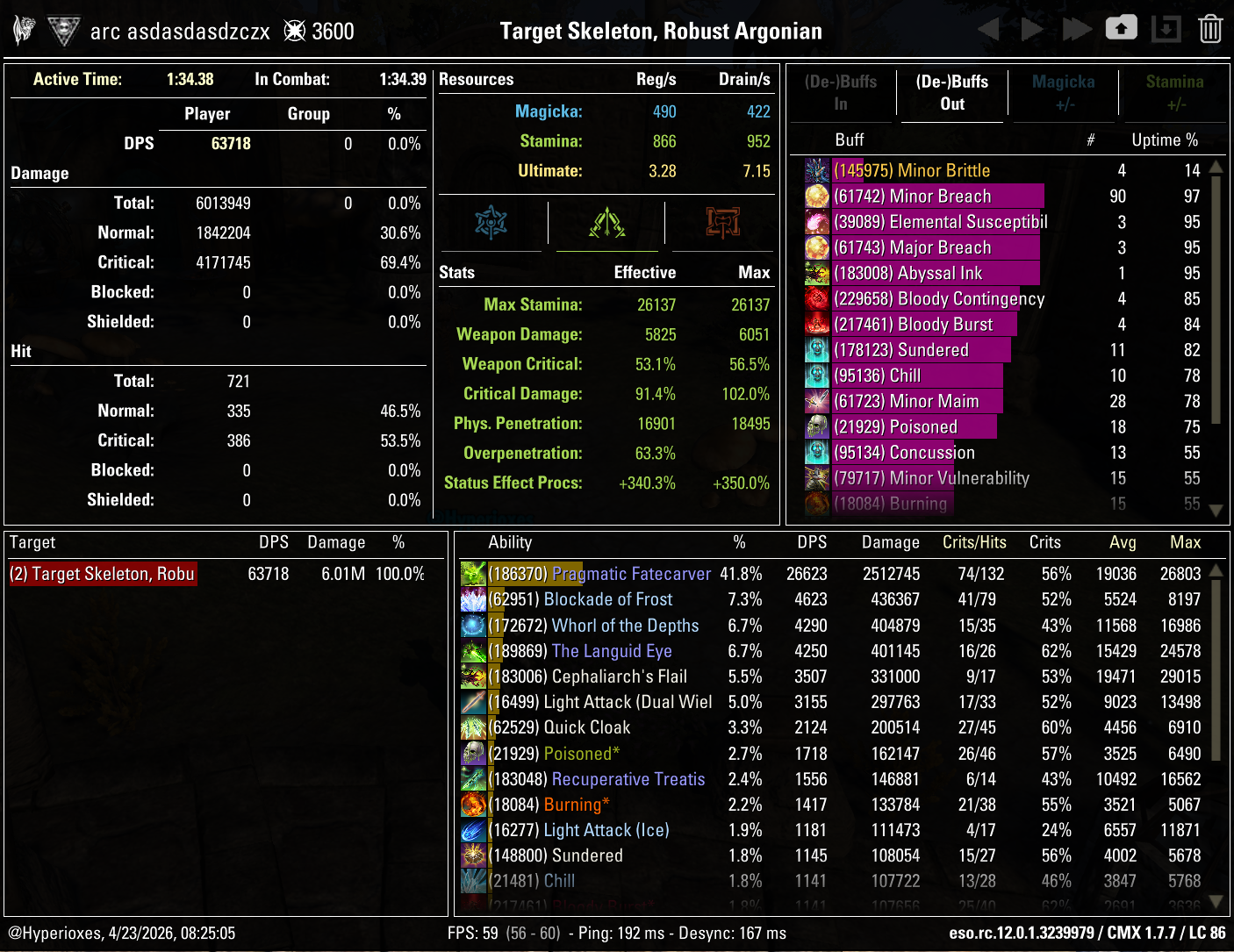 Stamina Arcanist Solo CMX Parse - Regular Setup - ESO