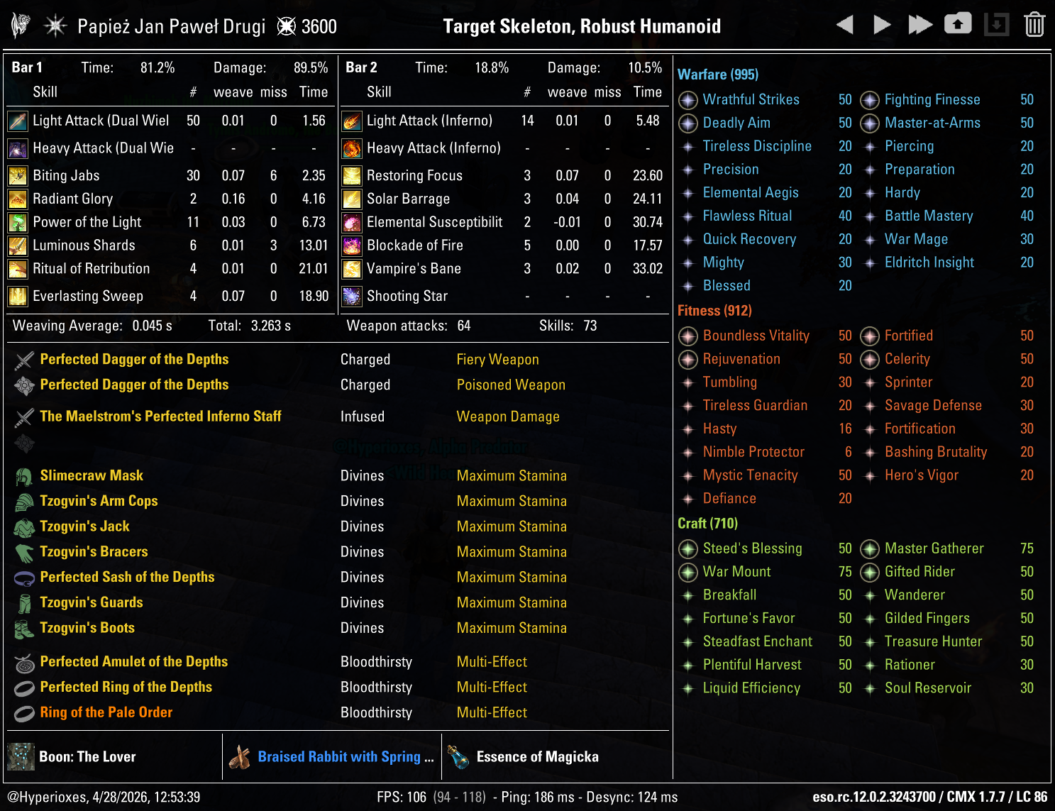 Stamina Templar Solo CMX Setup - Full Damage Setup - ESO