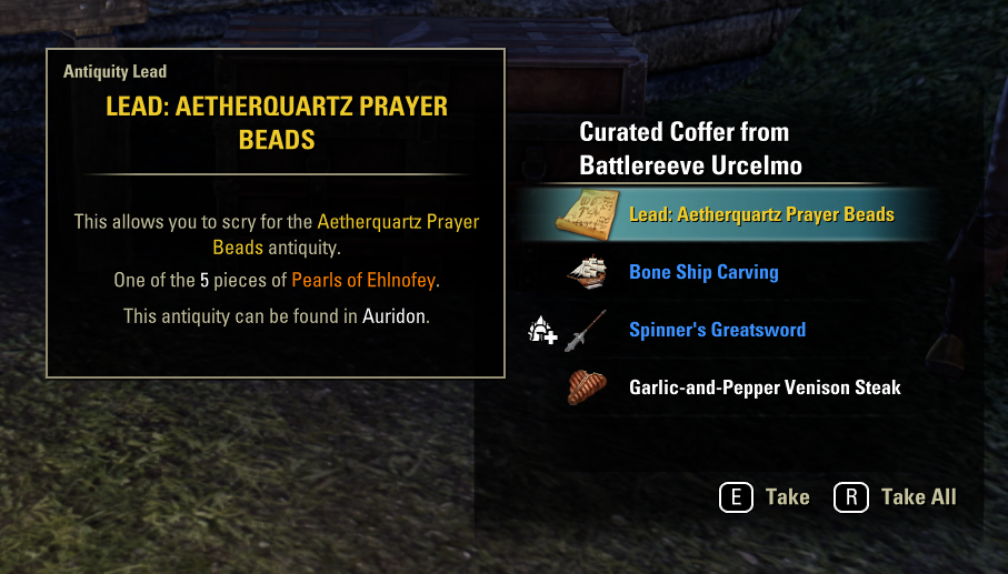 Aetherquartz Prayer Beads lead from a Favors coffer