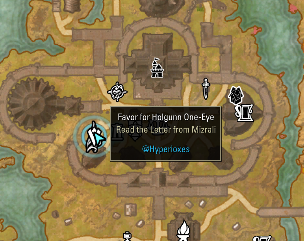Stonefalls Favor 5 map objective asking to read the Letter from Mizrali