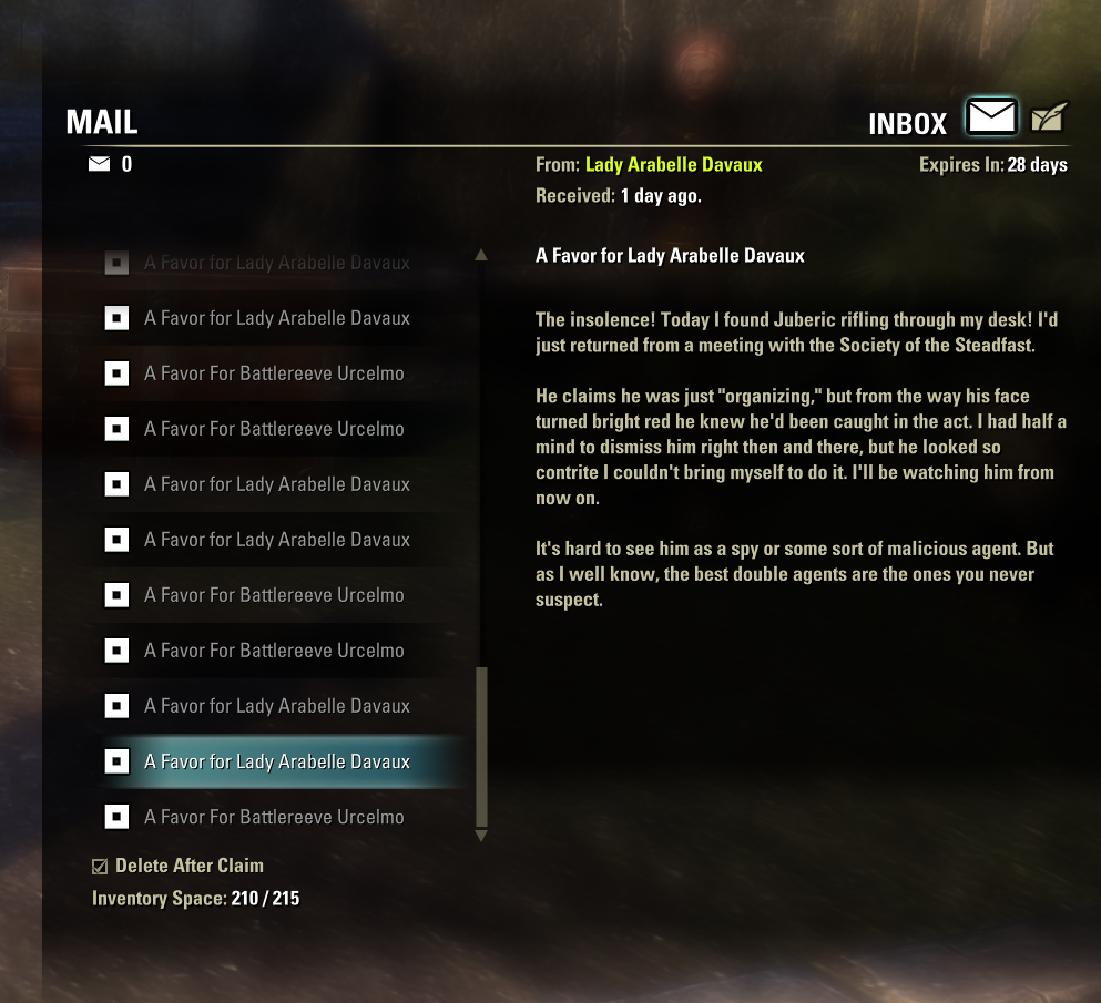 Favor mail from Lady Arabelle Davaux