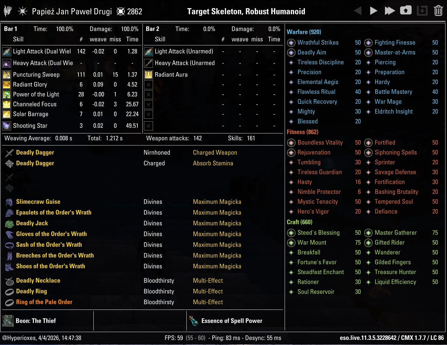 One Bar Magicka Templar Solo CMX Setup - Overland Setup - ESO