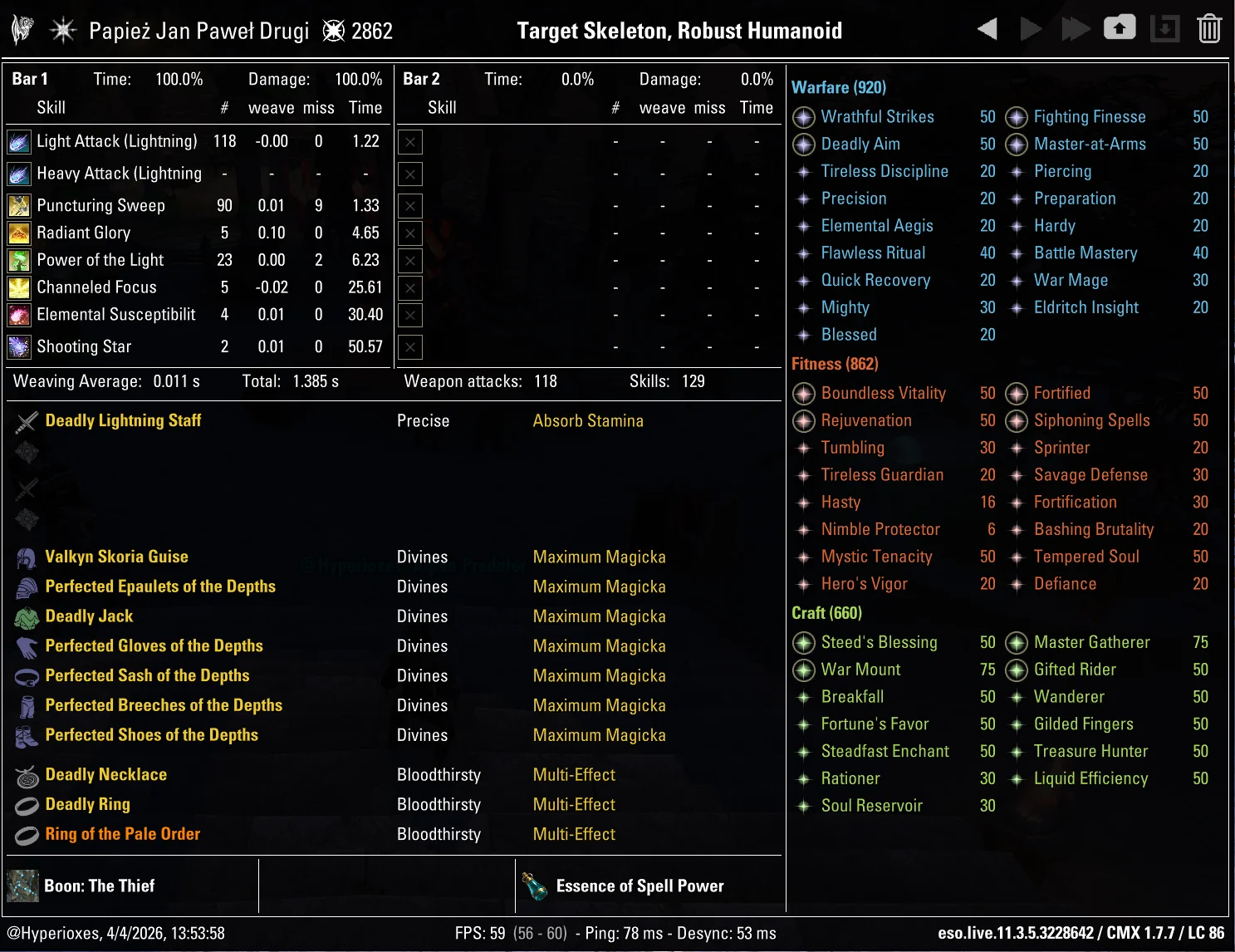 One Bar Magicka Templar Solo CMX Setup - Regular Setup - ESO