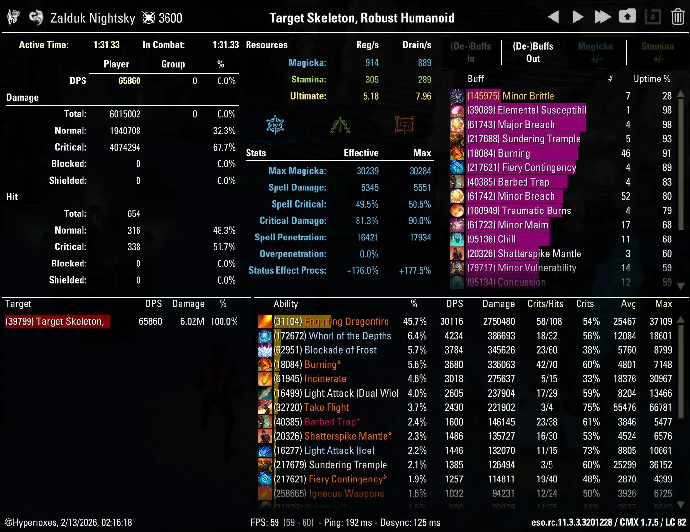 Breath Dragonknight Solo CMX parse - Regular setup